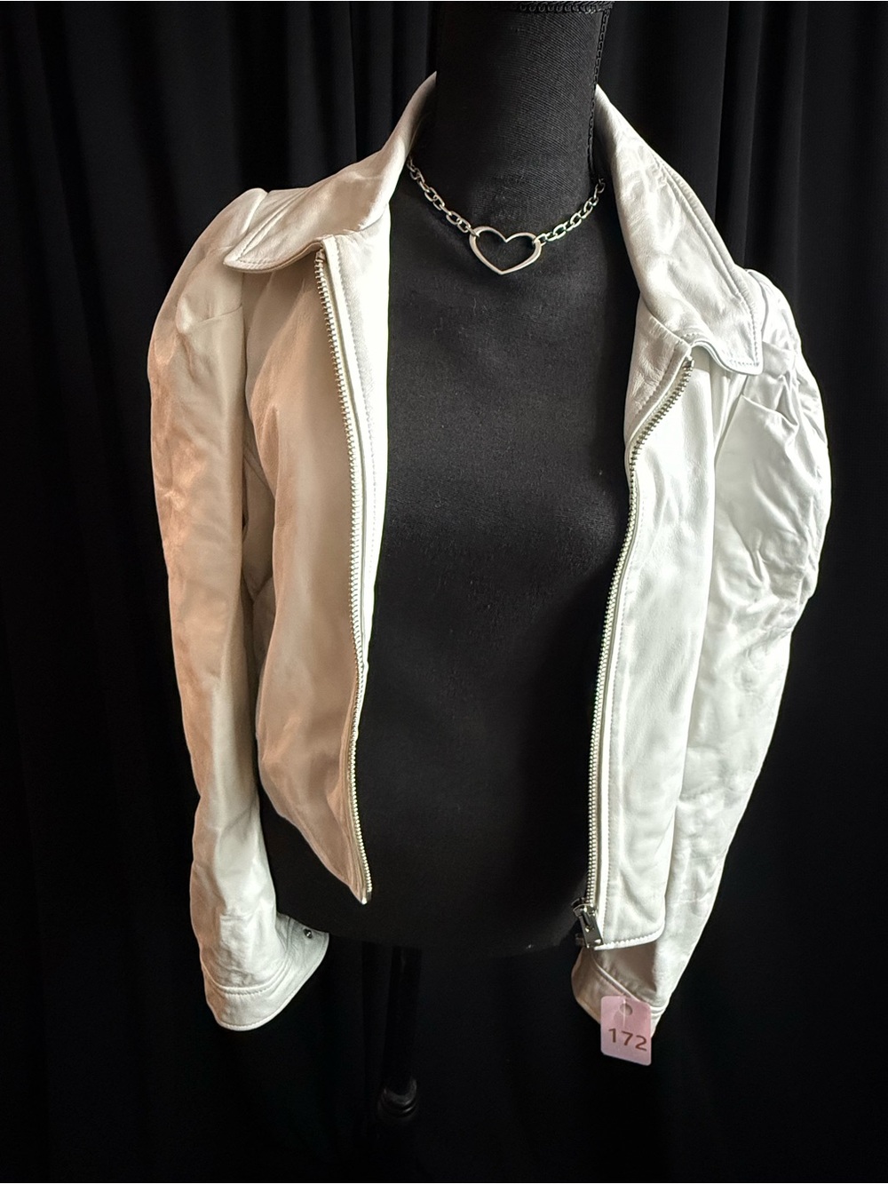 White Zip-Front Women's Bomber Jacket - Discoloration in some spots